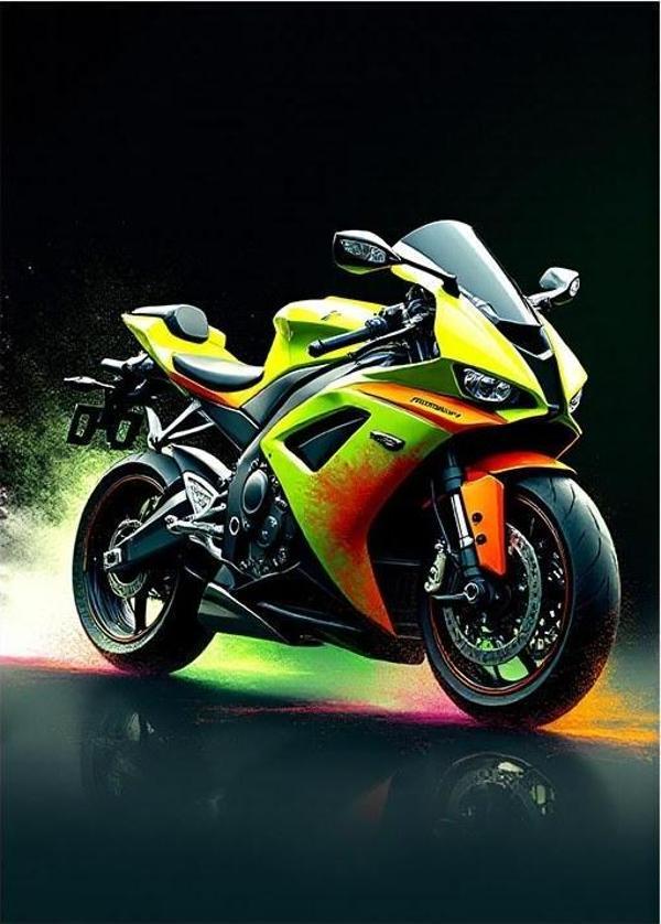 Hızlı Sarı Motosiklet Dekoratif ahşap Tablo - Image 1