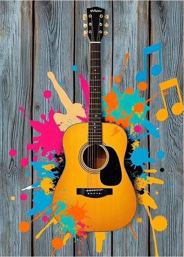 Ahşap Üzerinde Gitar Mdf Tablo - Image 1