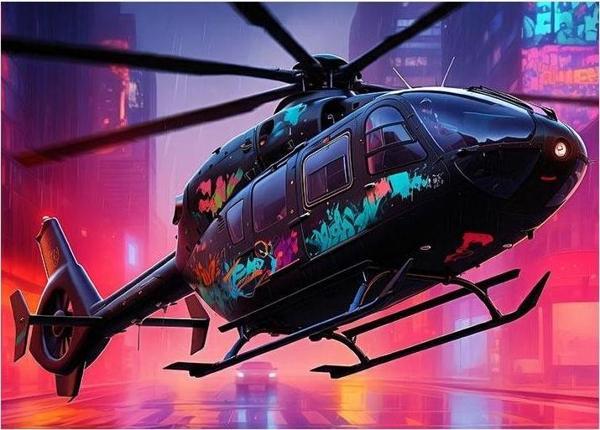 Gece Uçan Helikopter Model Mdf tablo 25cmX 35cm - Image 1