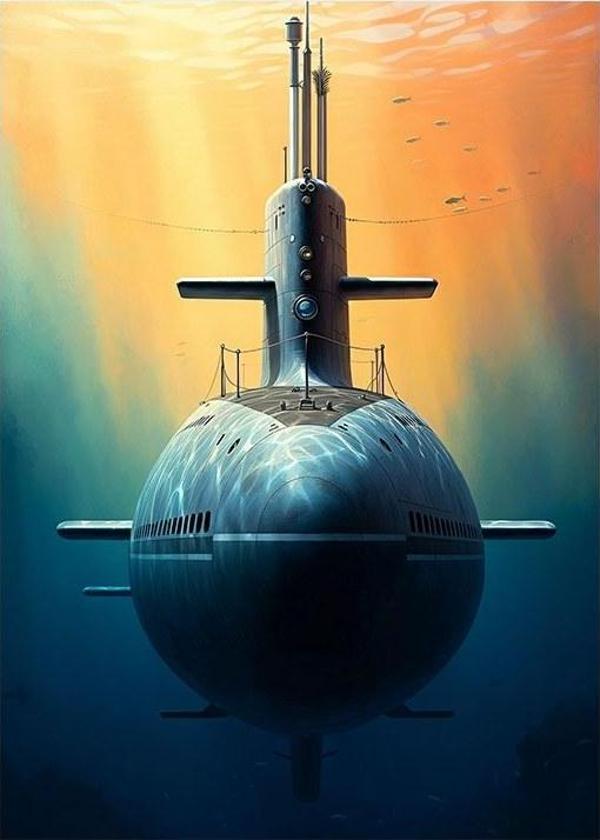 Mavi Denizaltı Çizimi Art Mdf Poster - Image 1
