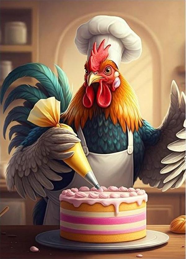 Pasta Yapımında Horoz Şef Dekoratif ahşap Tablo - Image 1