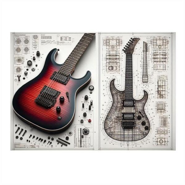 Kırmızı Elektro Gitar Tasarımı Modern Mdf Tablo 25cmX 35cm - Image 1