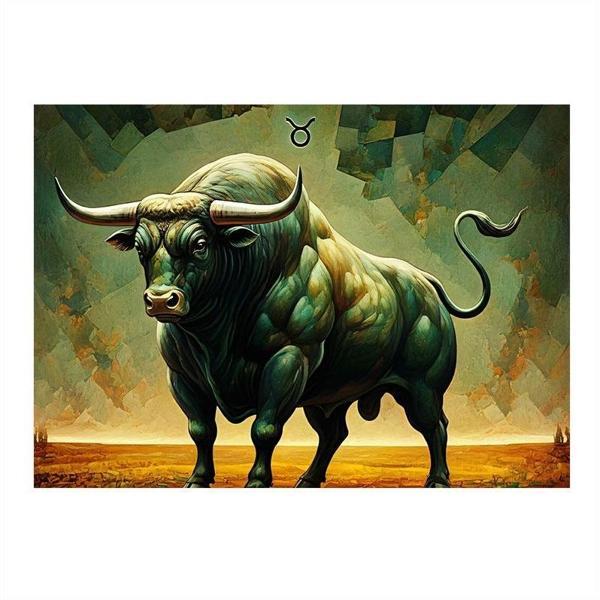 Güçlü Boğa Burcu Figürü Hediyelik Ahşap Tablo 50cmX 70cm - Image 1