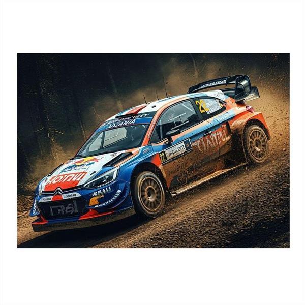 Ralli Arabası Aksiyonu Tasarım Ahşap Tablo 25cmX 35cm - Image 1