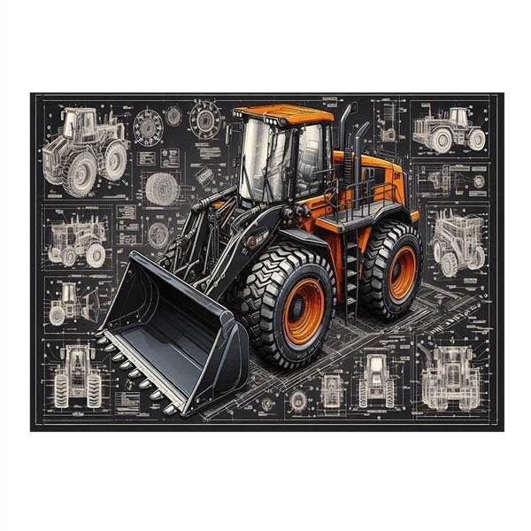 Sarı İş Makinesi Tasarımı Model Ahşap Tablo 50cmX 70cm - Image 1