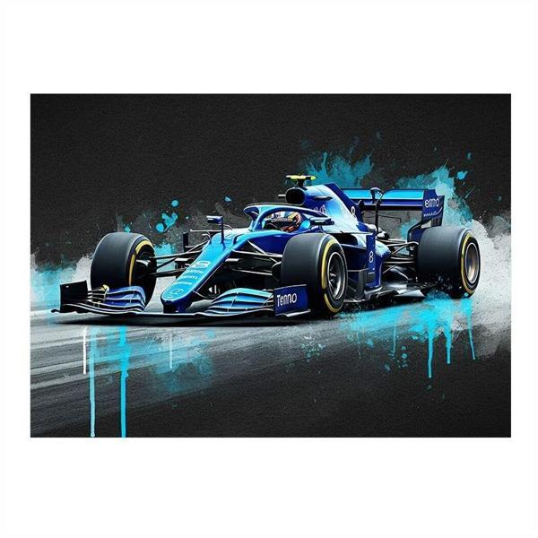 Mavi Formula 1 Arabası Desenli Mdf Tablo 25cmX 35cm - Image 1