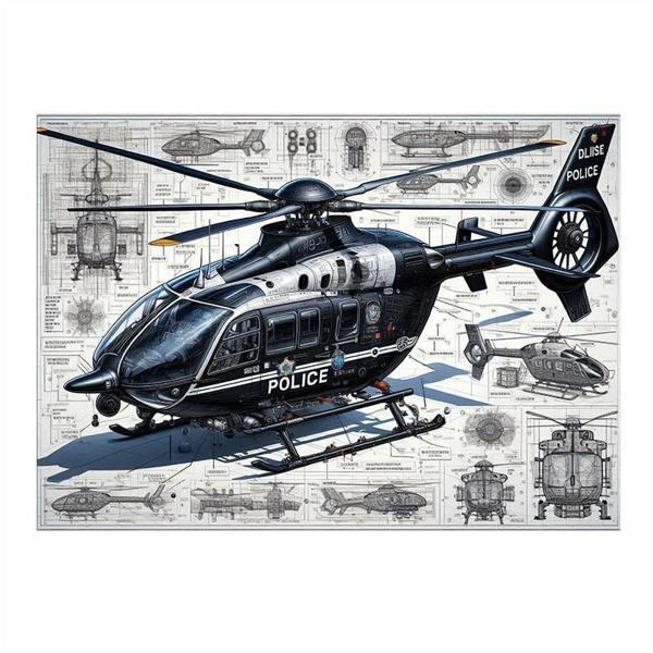 Teknik Helikopter Tasarımı Art Mdf Tablo 50cmX 70cm - Image 1