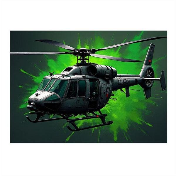 Gece Helikopter Uçuşu Desenli Mdf Tablo 35cm X50cm - Image 1