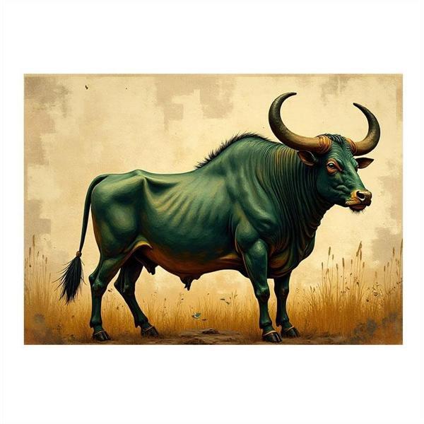 Yeşil Boğa Burcu Desenli Ahşap Tablo 25cmX 35cm - Image 1