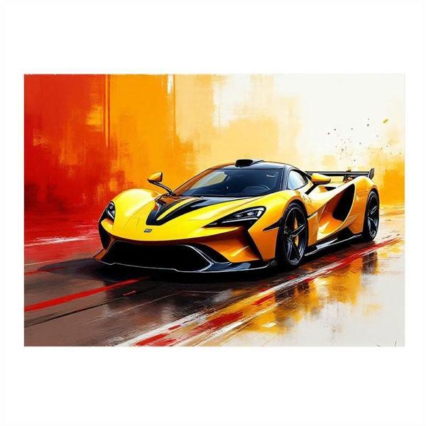 Turuncu Spor Araba Tasarımı Model Ahşap Tablo 50cmX 70cm - Image 1