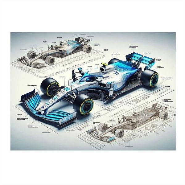 Mavi Formula 1 Arabası Çizimi Hediyelik Ahşap Tablo 25cmX 35cm - Image 1