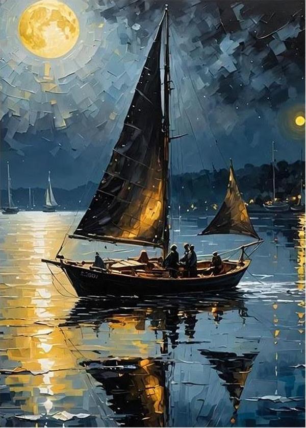 Gece Deniz Yolculuğu Dekoratif Mdf Tablo - Image 1