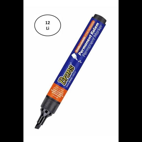Mbb E-Ticaret Brons Br-9720 Kesik Uç Siyah Permanent Kalem 12'Li - Image 1