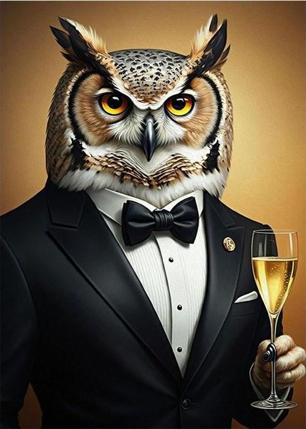 Bilge Baykuş Ve Şıklık Model Ahşap Tablo - Image 1