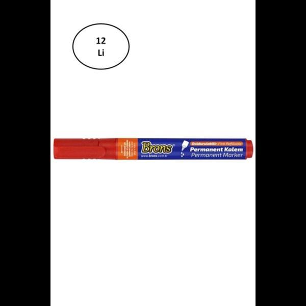 Mbb E-Ticaret Brons Br-9722 Kesik Uç Kırmızı Permanent Kalem 12'Li - Image 1