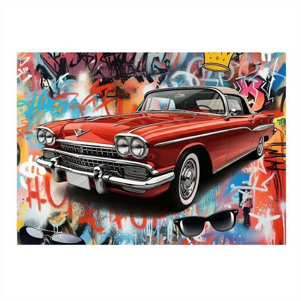 Grafitili Klasik Araba Çizimi Modern Mdf Tablo 25cmX 35cm - Image 1