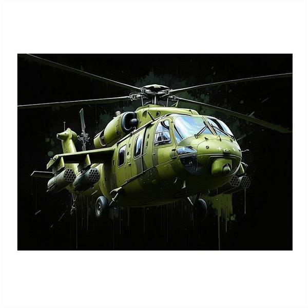 Askeri Helikopter Havada Desenli Mdf Tablo 35cm X50cm - Image 1