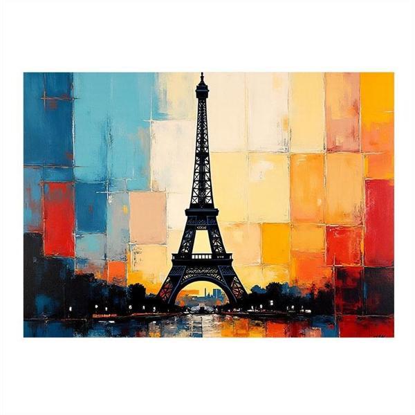 Eyfel Kulesi Sanatsal Renkler Modern Ahşap Tablo 50cmX 70cm - Image 1