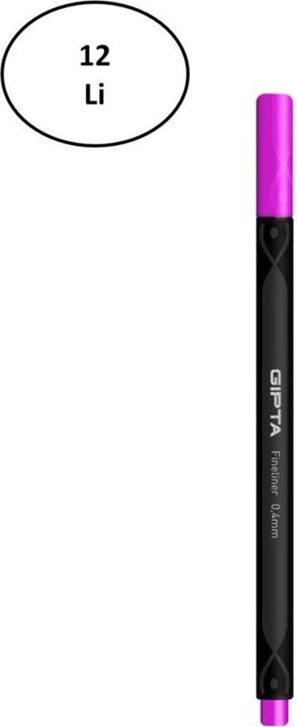 Mbb E-Ticaret Gıpta Fineliner Kalem 0,4 Mm Karton Kutu Üçgen Koyu Pembe 12'Li - Image 1