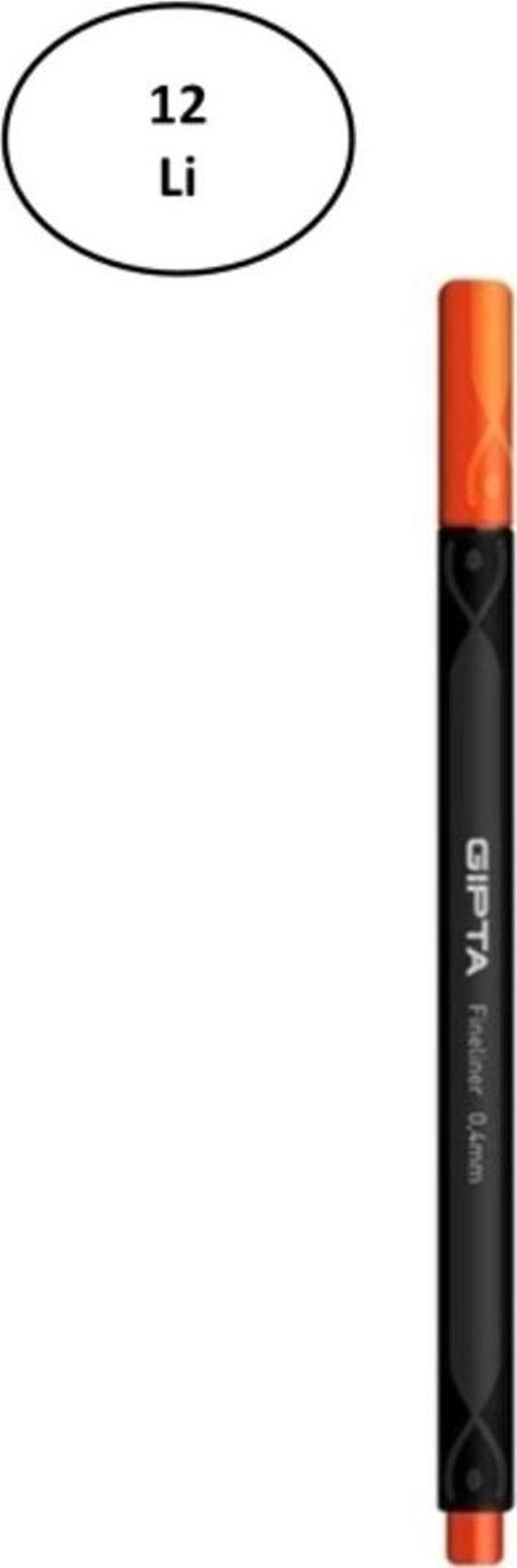 Mbb E-Ticaret Gıpta Fineliner Kalem 0,4 Mm Karton Kutu Üçgen Portakal 12'Li - Image 1