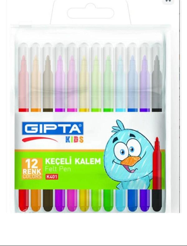Mbb E-Ticaret Gıpta Keçeli 12 Renk Boya Kalemi Pvc Çantalı - Image 1