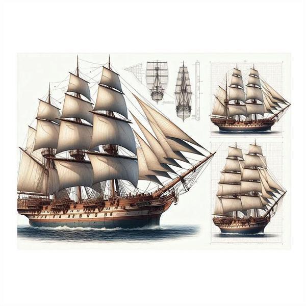 Ahşap Yelkenli Gemiler Desenli Ahşap Tablo 25cmX 35cm - Image 1