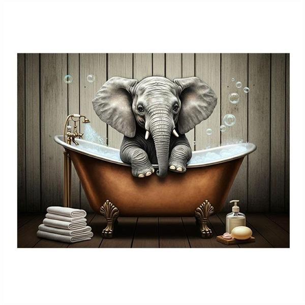 Banyodaki Fil Figürü Art Mdf Tablo 25cmX 35cm - Image 1