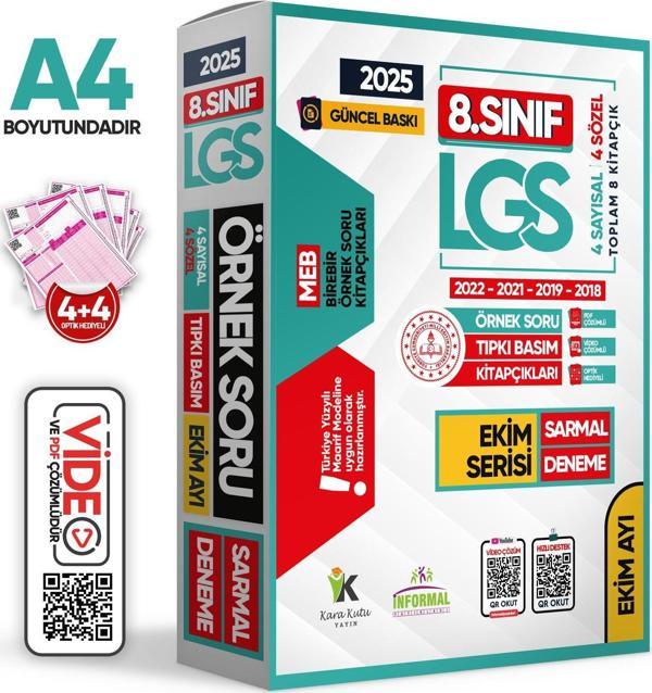 2025 8.Sınıf LGS Ekim Ayı MEB Örnek Soru Tıpkı Basım 4lü Sarmal Deneme Paketi Video/PDF Çözümlü - Karakutu Yayınları - Image 1