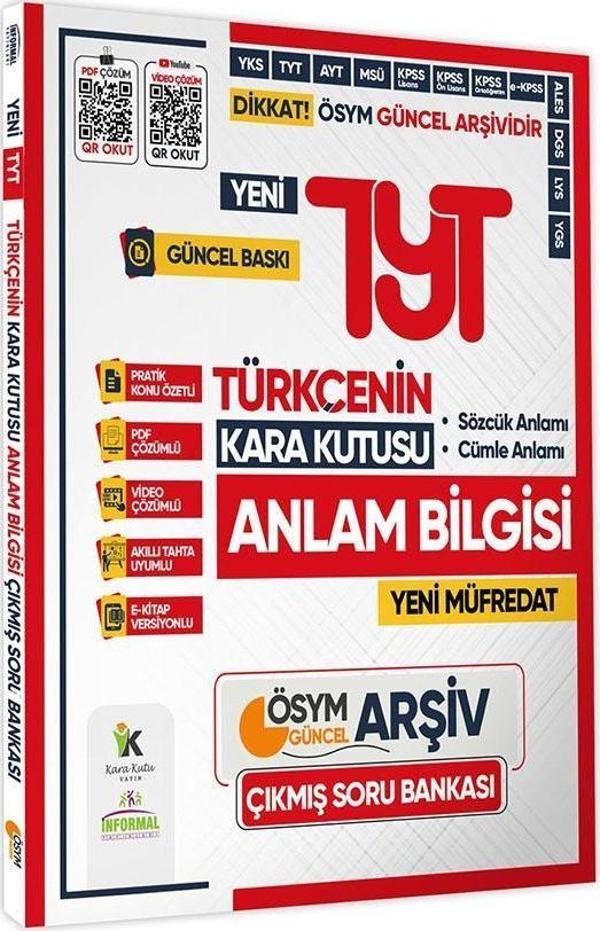 2025 YKS-TYT Türkçenin Kara Kutusu ANLAM BİLGİSİ (Sözcük-Cümle) Çıkmış Soru Bankası K.Özetli Çözümlü - Karakutu Yayınları - Image 1