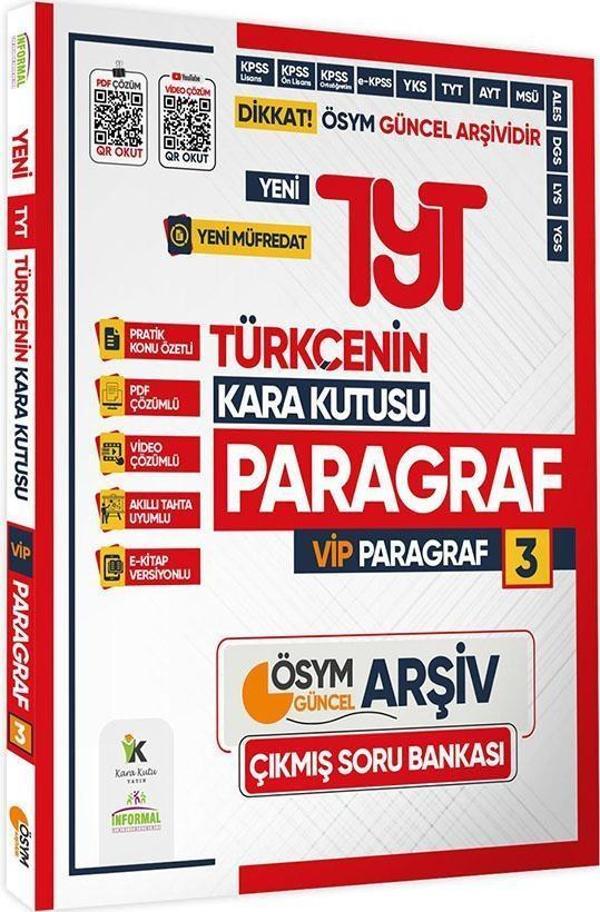 2025 YKS-TYT Türkçenin Kara Kutusu PARAGRAF 3 VİP ÖSYM Çıkmış Soru Havuzu Bankası Video/PDF Çözümlü - Karakutu Yayınları - Image 1