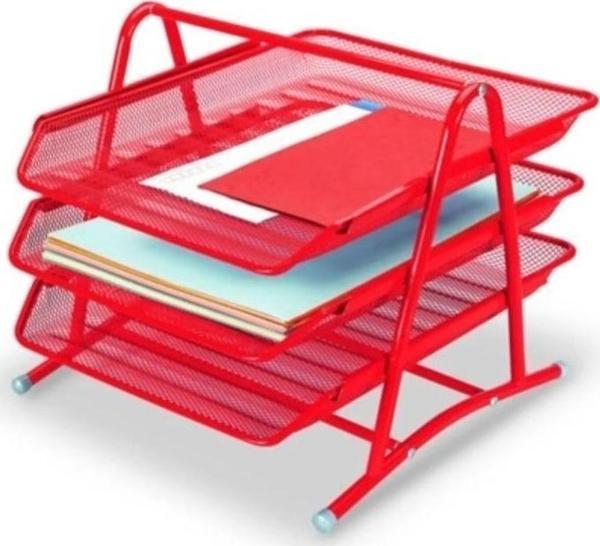 Mbb E-Ticaret Gıpta 3 Katlı Hareketli Metal Evrak Rafı Kırmızı F0002 - Image 1