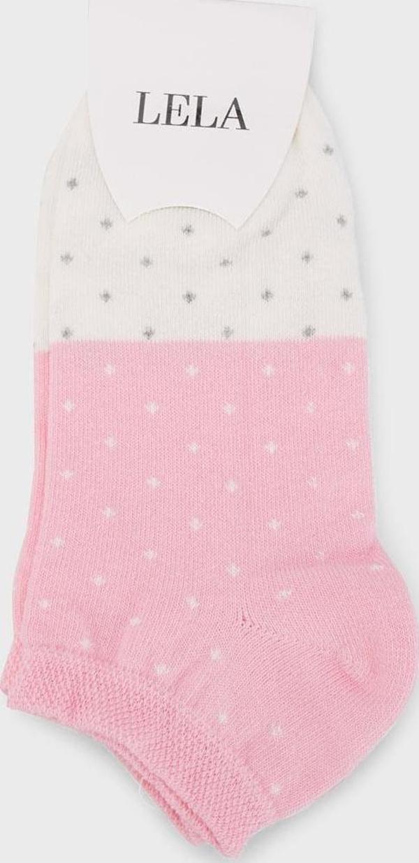 Lela Desenli Yumuşak Pamuklu Örme Patik Bayan Çorap 0070003 KREM-PEMBE - Image 1