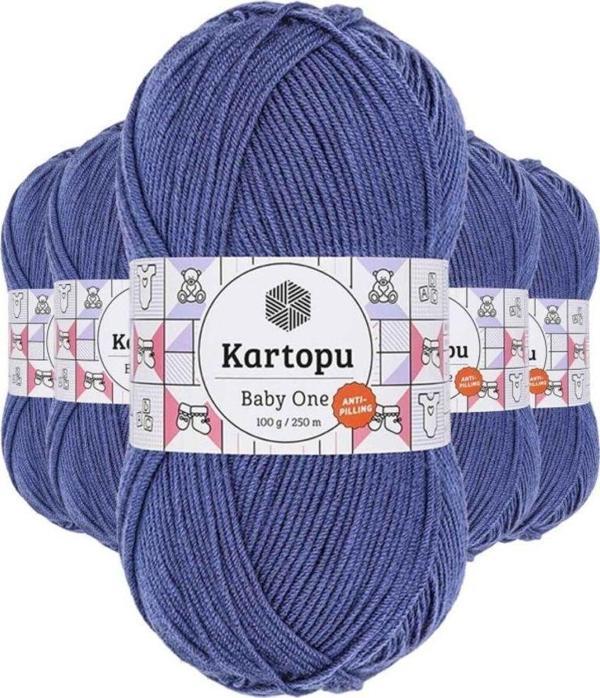 Kartopu 5 Adet Baby One Tüylenmeyen El Örgü İpi Yünü Açık Lacivert K604 - Image 1