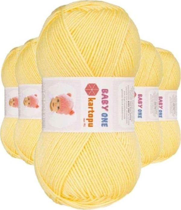 Kartopu 5 Adet Baby One Tüylenmeyen El Örgü İpi Yünü Açık Sarı K331 - Image 1