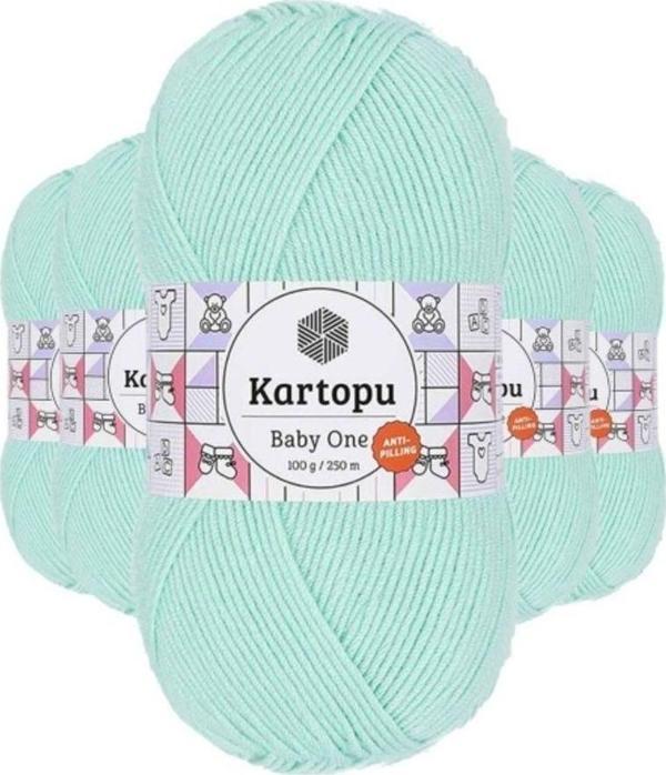 Kartopu 5 Adet Baby One Tüylenmeyen El Örgü İpi Yünü Açık Yeşil K507 - Image 1