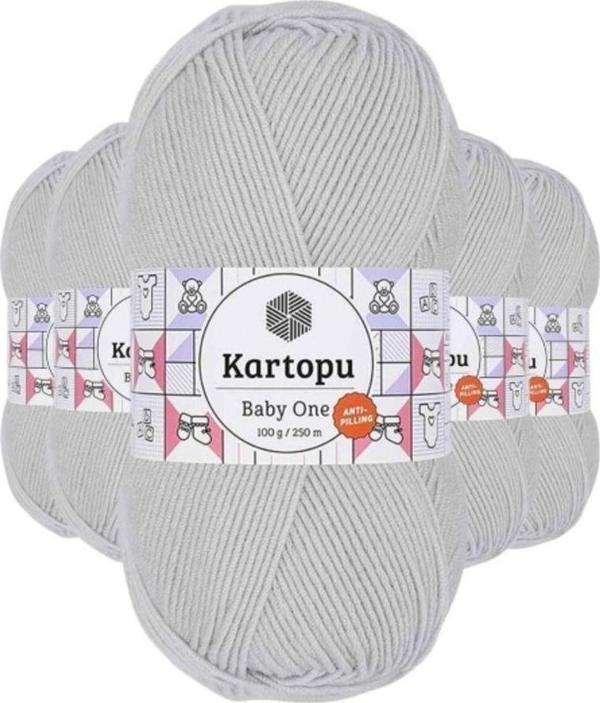 Kartopu 5 Adet Baby One Tüylenmeyen El Örgü İpi Yünü Alaska Gri K992 - Image 1