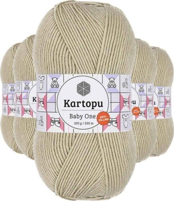 Kartopu 5 Adet Baby One Tüylenmeyen El Örgü İpi Yünü Bej K861 - Image 1