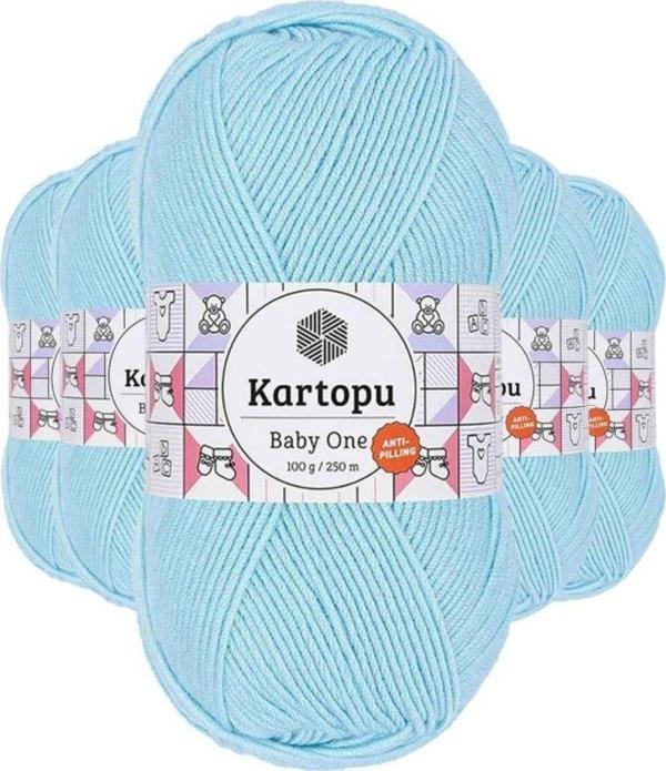 Kartopu 5 Adet Baby One Tüylenmeyen El Örgü Ipi Yünü Gök Mavi K502 - Image 1