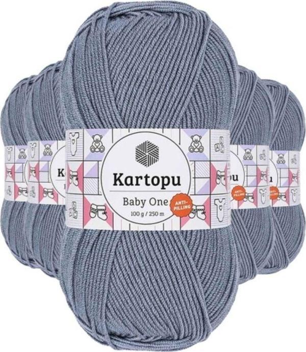 Kartopu 5 Adet Baby One Tüylenmeyen El Örgü İpi Yünü Jeans Mavi K571 - Image 1