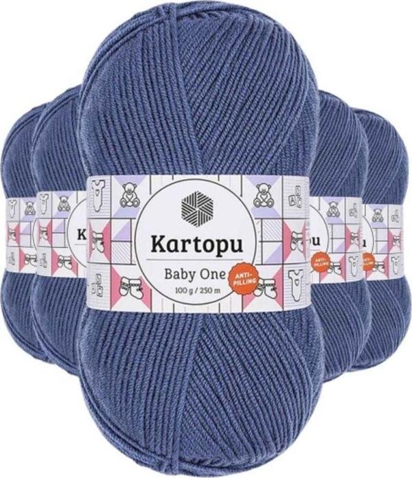 Kartopu 5 Adet Baby One Tüylenmeyen El Örgü İpi Yünü Koyu Mavi K1533 - Image 1