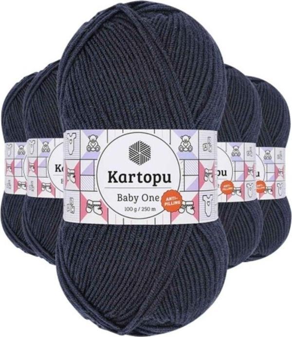 Kartopu 5 Adet Baby One Tüylenmeyen El Örgü İpi Yünü Lacivert K633 - Image 1