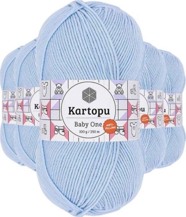 Kartopu 5 Adet Baby One Tüylenmeyen El Örgü İpi Yünü Mavi K544 - Image 1