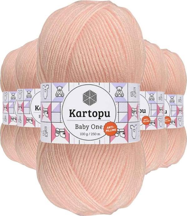 Kartopu 5 Adet Baby One Tüylenmeyen El Örgü Ipi Yünü Pembe K699 - Image 1