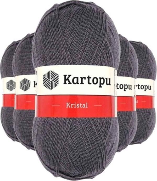 Mbb E-Ticaret 5 Adet Kristal Çift Katlı El Örgü Lif İpi Kömür Gri K556 - Image 1