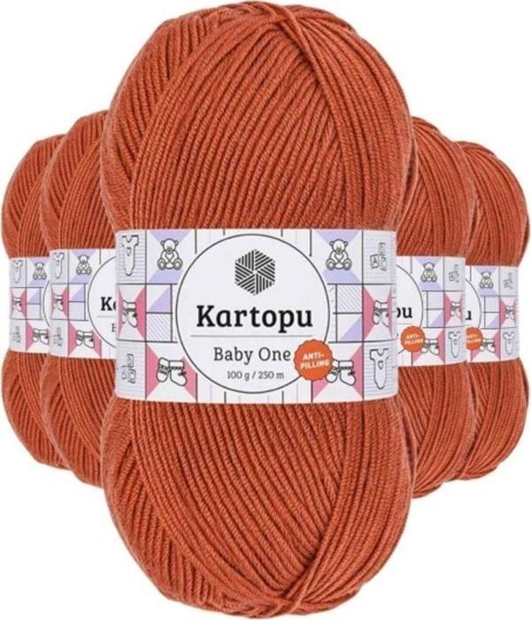Kartopu 5 Adet Baby One Tüylenmeyen El Örgü İpi Yünü Tarçın K1210 - Image 1