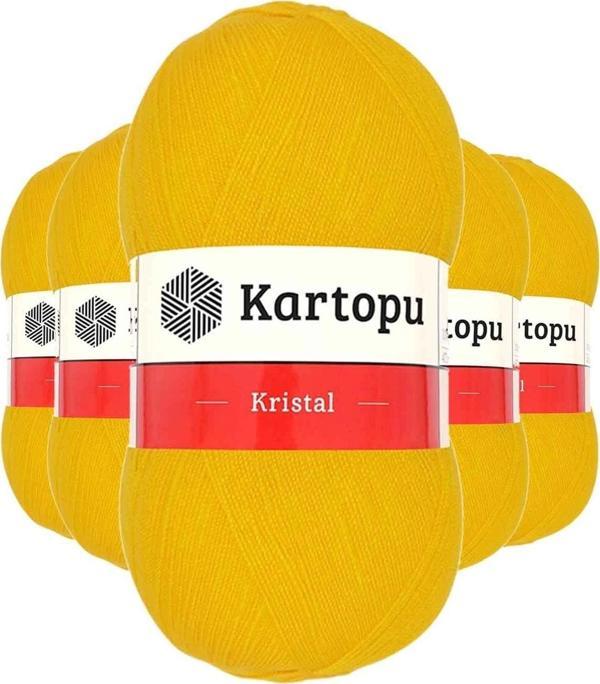 Mbb E-Ticaret 5 Adet Kristal Çift Katlı El Örgü Lif İpi Koyu Sarı K320 - Image 1