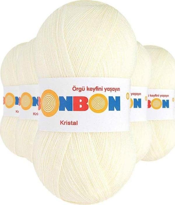 Mbb E-Ticaret 5 Adet Kristal El Örgü Lif Ipi Açık Krem 98223 - Image 1
