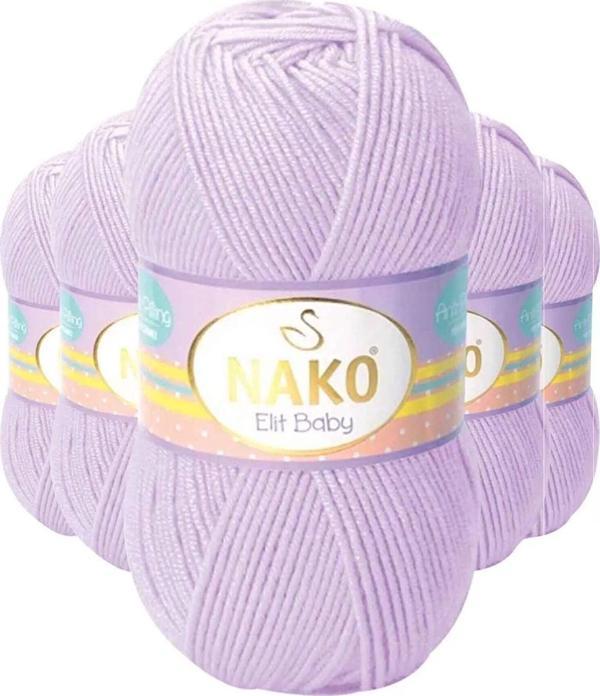 Nako 5 Adet Elite Baby El Örgü İpi Tüylenmeyen Bebek Yünü Mine Çiçeği 5090 - Image 1