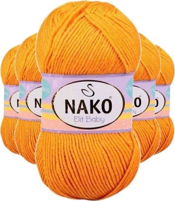 Nako 5 Adet Elite Baby El Örgü İpi Tüylenmeyen Bebek Yünü Portakal Kabuğu 4038 - Image 1