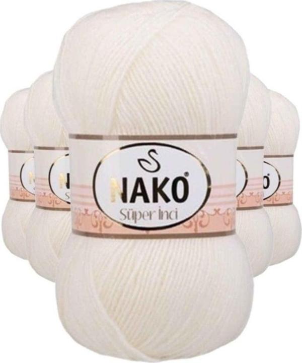 Mbb E-Ticaret 5 Adet Süper İnci El Örgü İpi 100 Gr Ekru 300 - Image 1